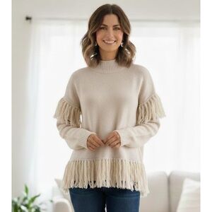 Zara Cream Ribbed Knit Sweater